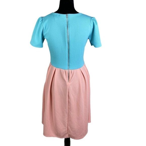 LuLaRoe Blue and Pink Midi Dress - Picture 3 of 6
